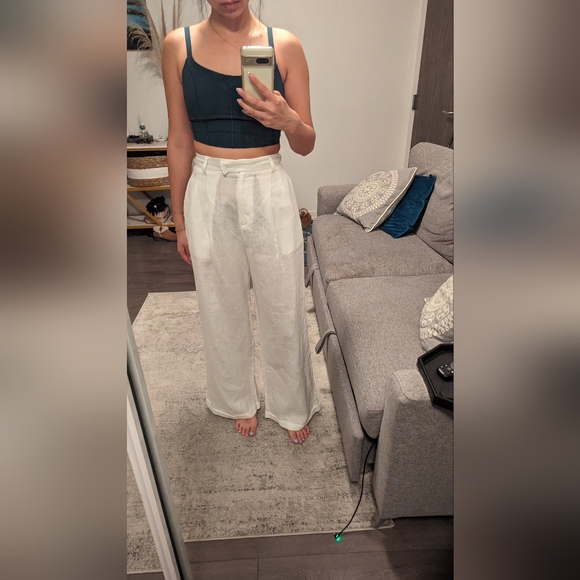 The Latest Scoop white linen wide leg pants, size S - Picture 4 of 6